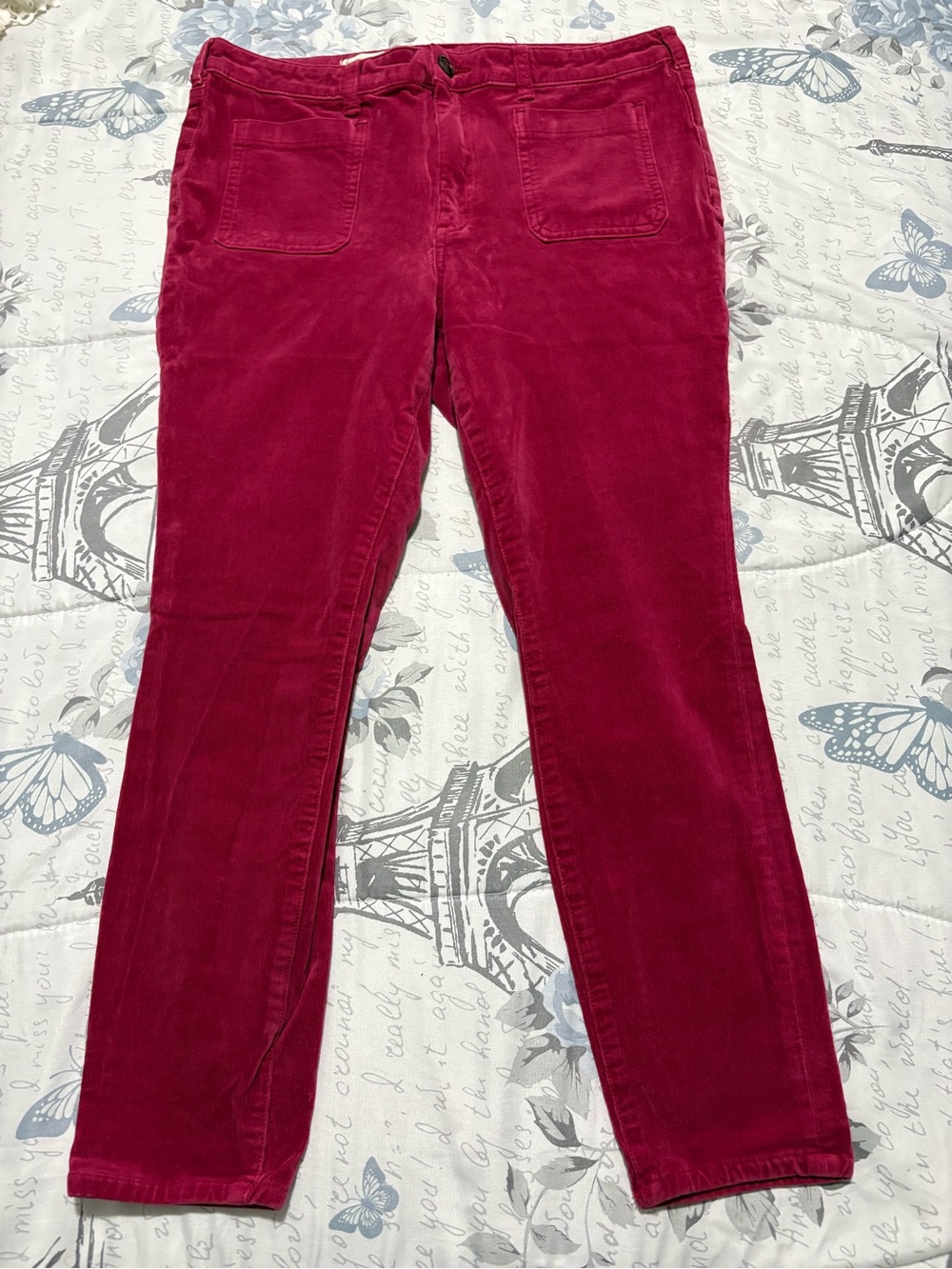 PILCRO by Anthropologie Size 32 Purple Burgundy Corduroy Flare Women Pants